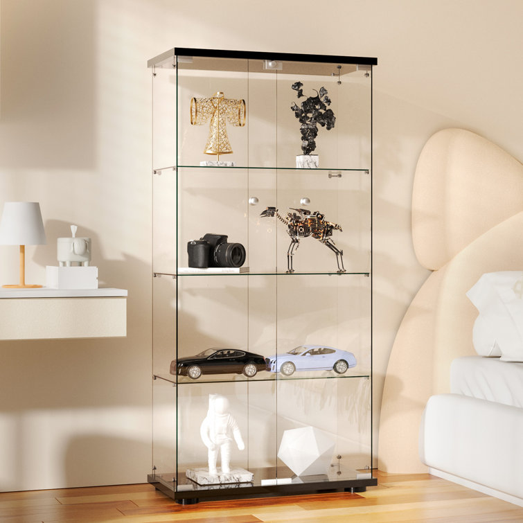 Glass display deals bookshelf